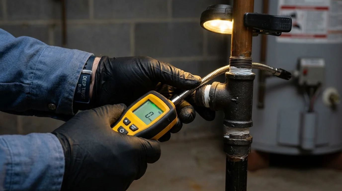 Gas leak detection with electronic sniffer by Johns Plumbing LLC in Burnham